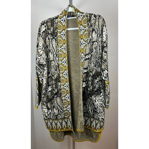 Anthropologie Vertigo Floral Gold and Black Cardigan Size Large